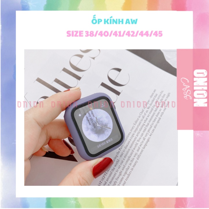Ốp kính cường lực Full Mặt  Và Kèm Viền Cho Apw đủ mầu size 38mm 40mm 41mm 42mm 44mm 45mm