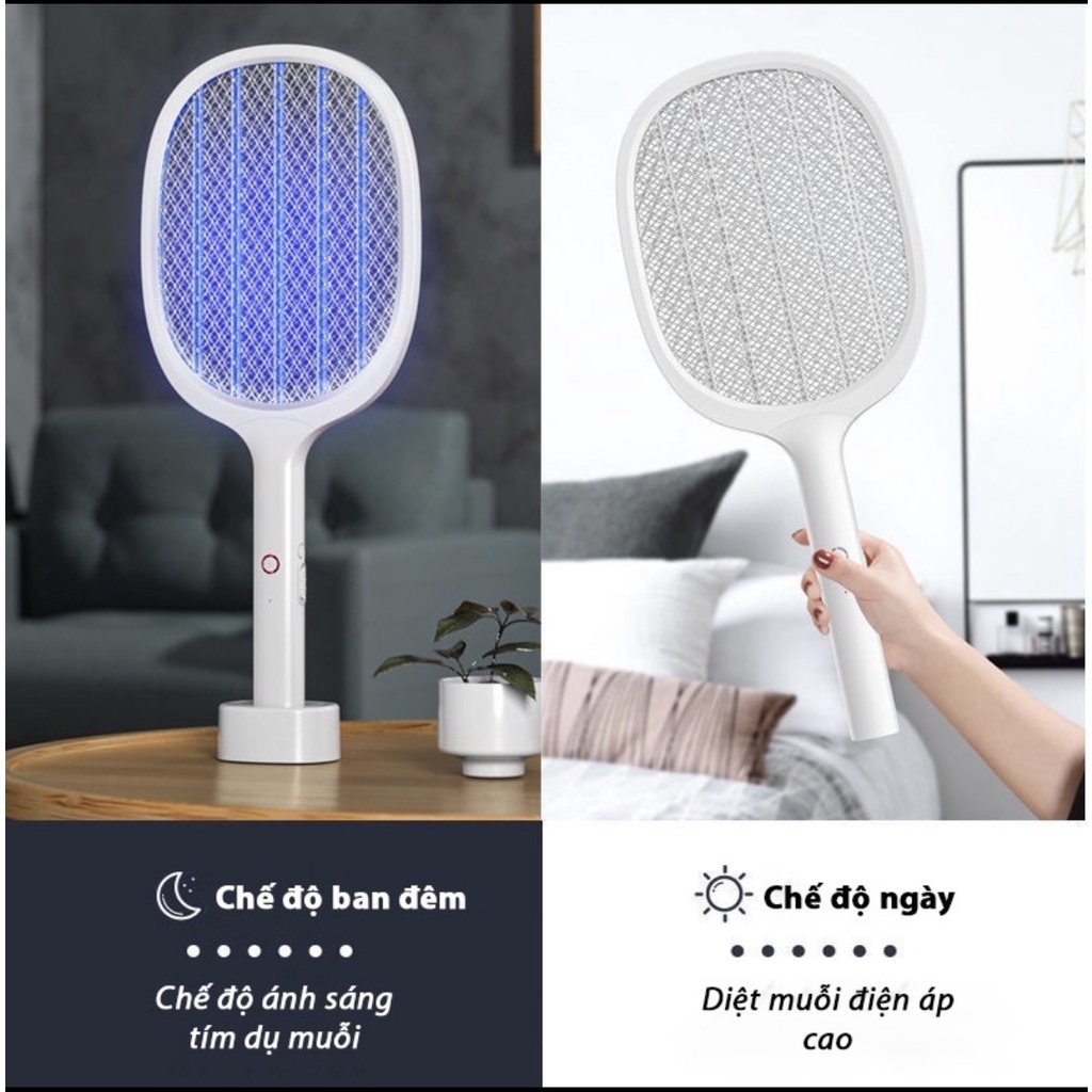Vợt muỗi thông minh tự động bắt muỗi bằng ánh sáng tím có màng bảo vệ an toàn, vợt muỗi đa năng 3 in 1