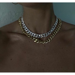 Set 2 Vòng Cổ Choker Bằng Kim Loại Phong Cách Hip Hop Cho Nam Và Nữ