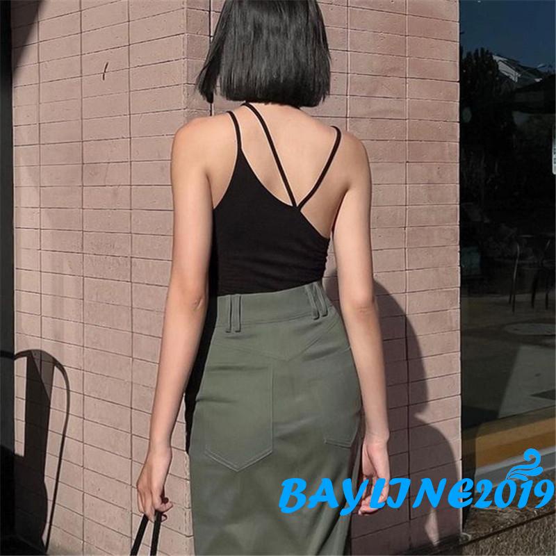 Bộ áo liền quần hai dây hở lưng màu sắc thời trang cho nữ