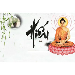 tranh đính đá toàn bộ bức phật + chữ hiếu đẹp xuất sắc