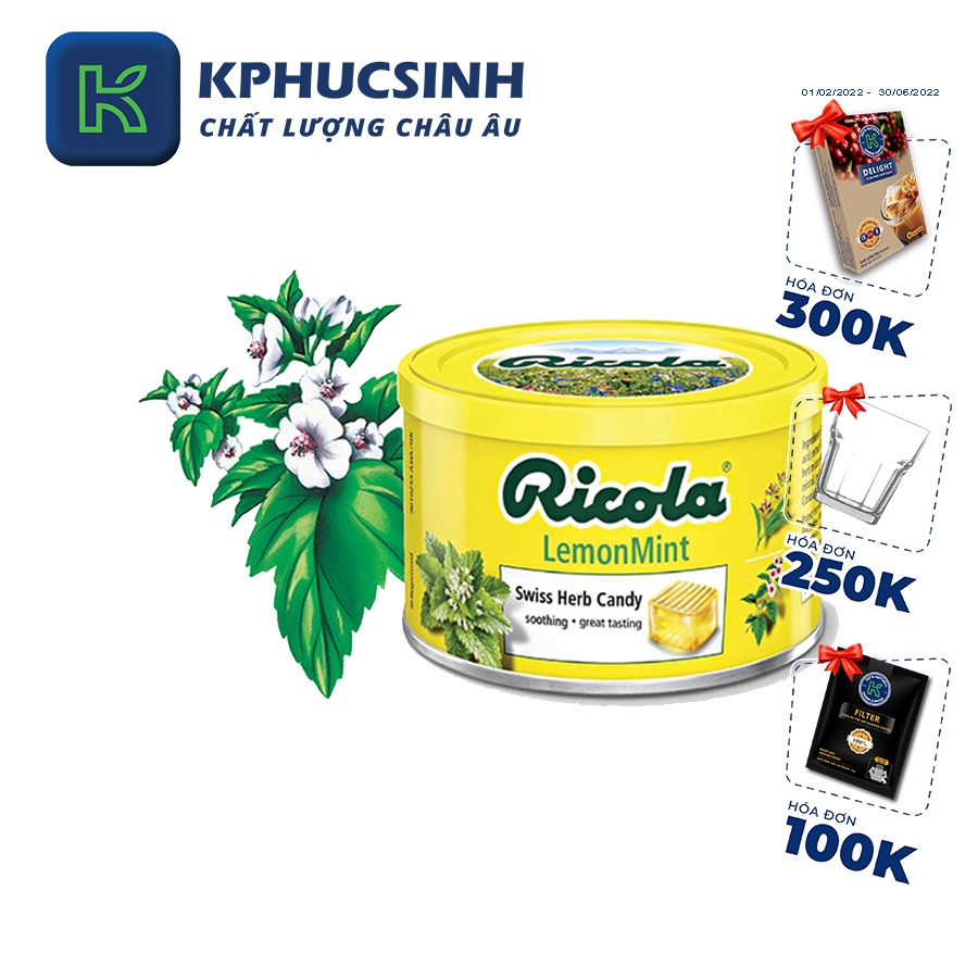 Kẹo chanh và bạc hà hiệu Ricola 100g KPHUCSINH - Hàng Chính Hãng