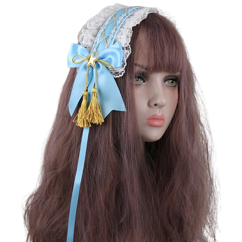 Băng Đô Ren Đính Ngôi Sao Tua Rua Phong Cách Lolita