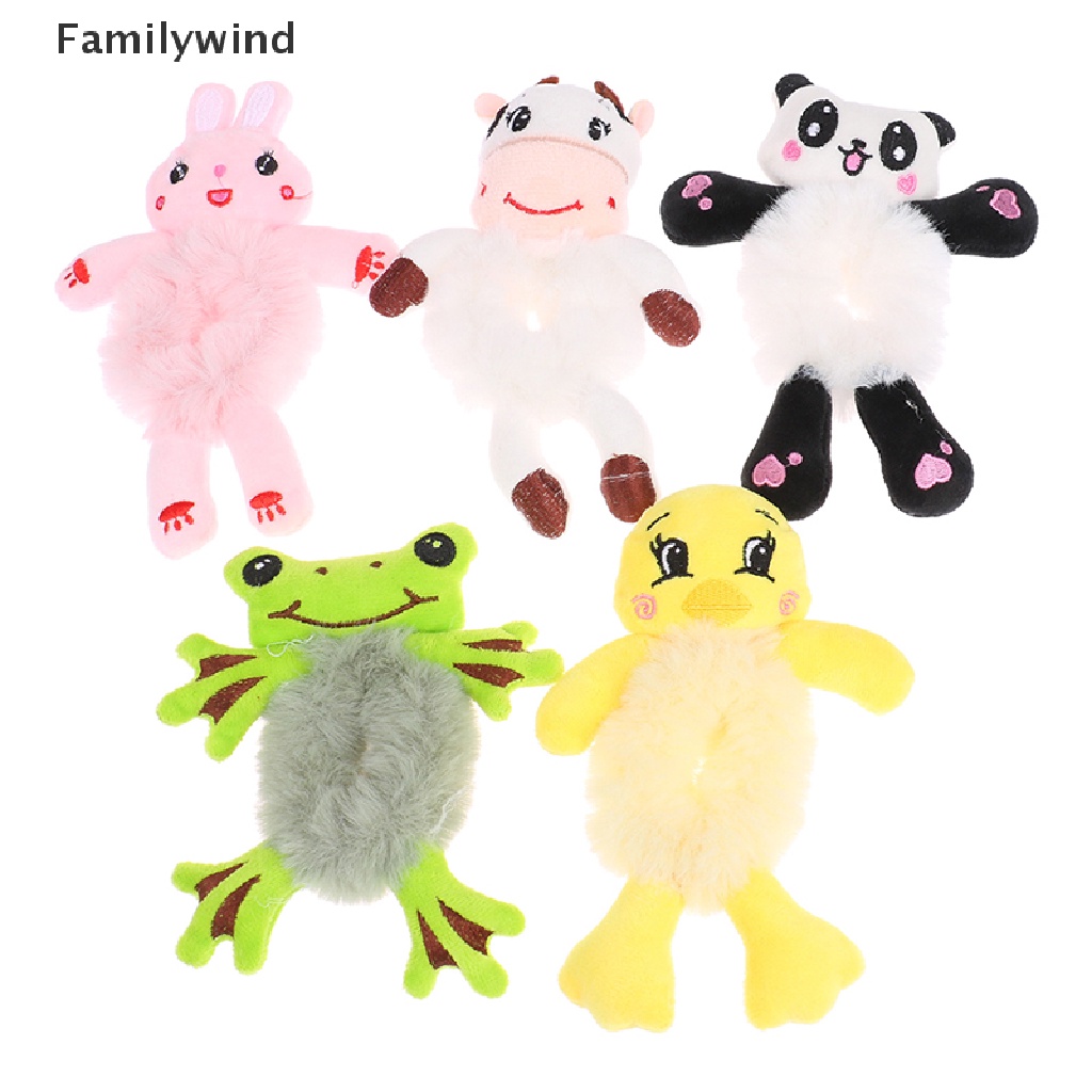 Dây Cột Tóc Đuôi Ngựa Co Giãn Hình Thỏ / Gấu Trúc / Ếch Nhồi Bông