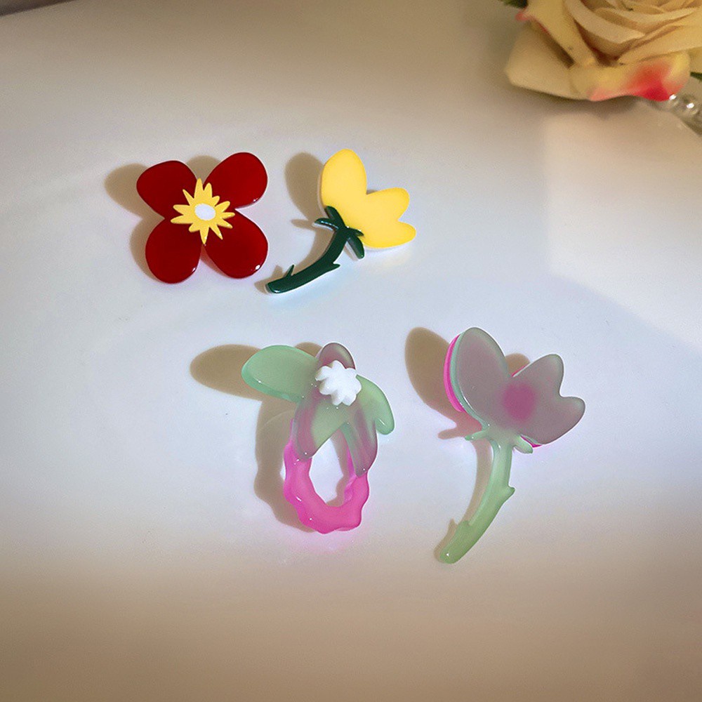 Khuyên tai acrylic họa tiết hình học hoa nhiều màu thời trang cho nữ