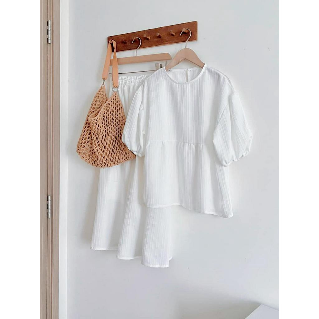 Set Chân Váy Kèm Áo Babydoll Tay Lỡ Nhiều Màu Freesize, Chân Váy Có Lớp Lót Hàng Chuẩn