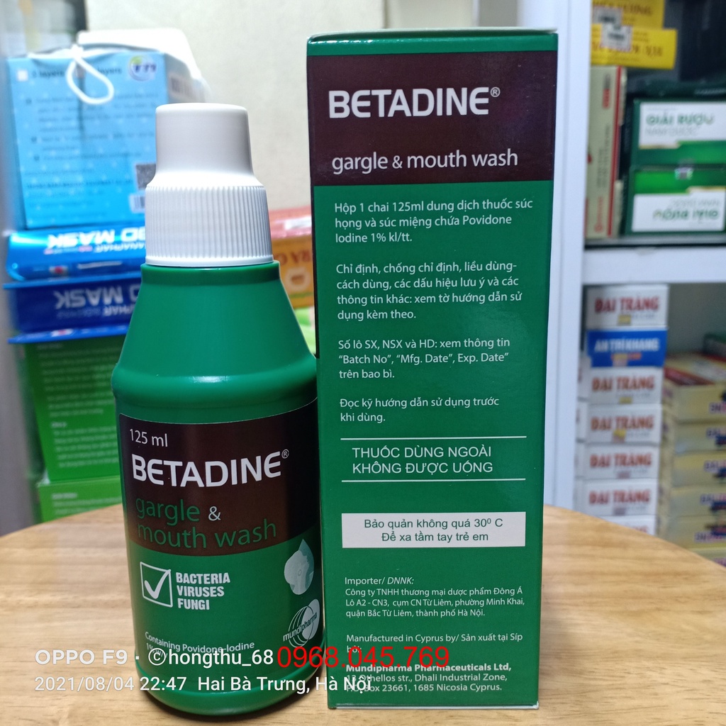 Súc họng &amp; súc miệng BETADINE chai 125ml