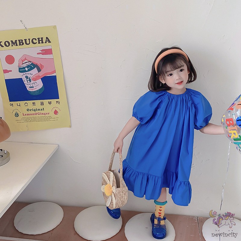 Đầm công chúa tay phồng phong cách mùa hè Hàn Quốc cho bé gái
