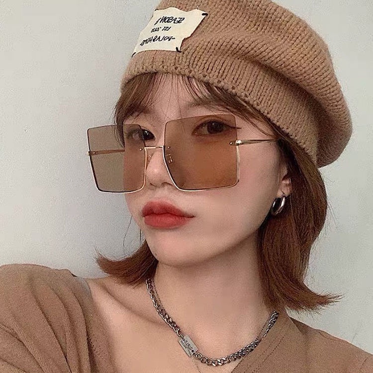 Kính Mát Gọng Vuông Kim Loại Thời Trang Cho Nam Nữ