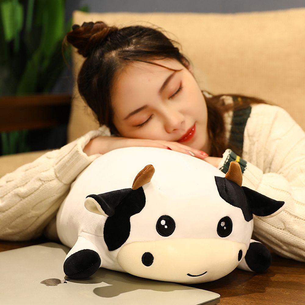 Đồ chơi nhồi bông Hình Bò Sữa Đang Nằm Mềm Mại Trang Trí Nhà Cửa