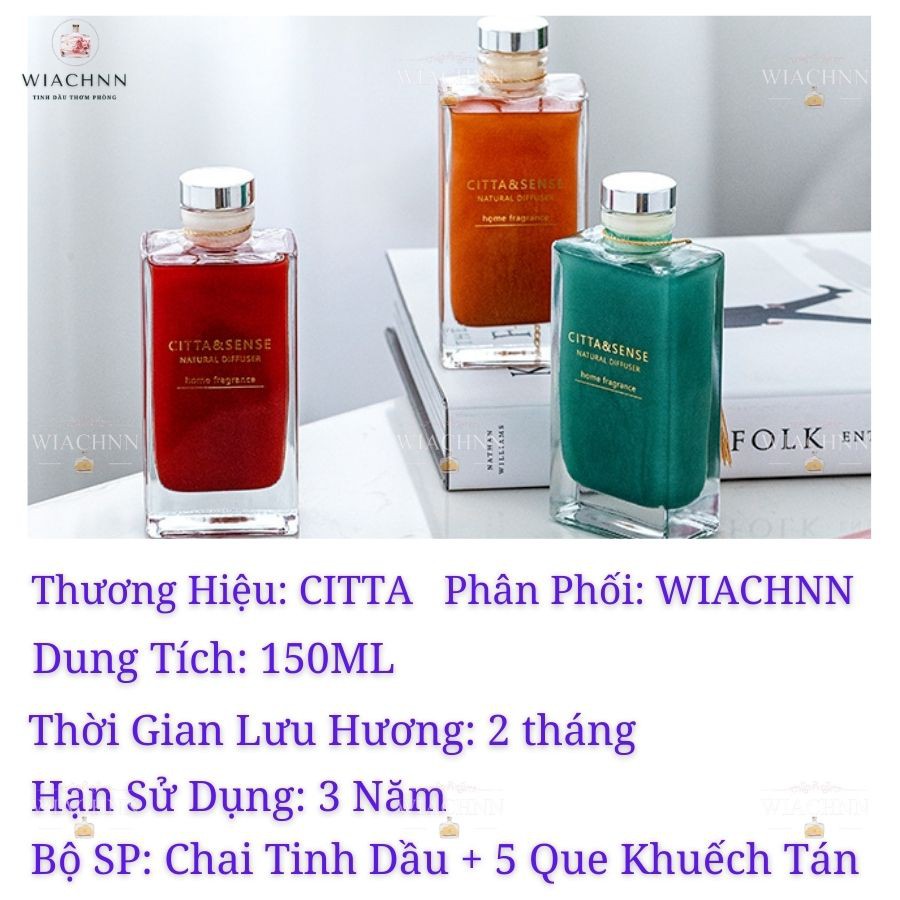 Tinh Dầu Nước Hoa Thơm Phòng Bản Rạng Rỡ CITTA 150ml Que Gỗ Tự Khuếch Tán Hương Khử Mùi Không Khí CTRR150