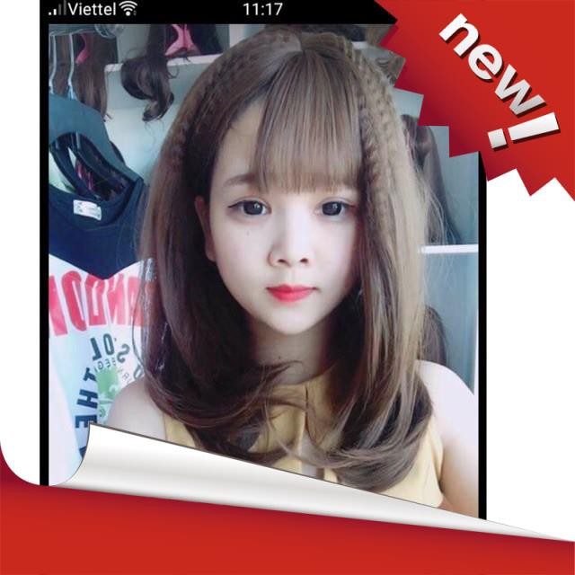 Tóc giả Nguyên đầu ngang vai tặng lược chuyên dụg + lưới chùm