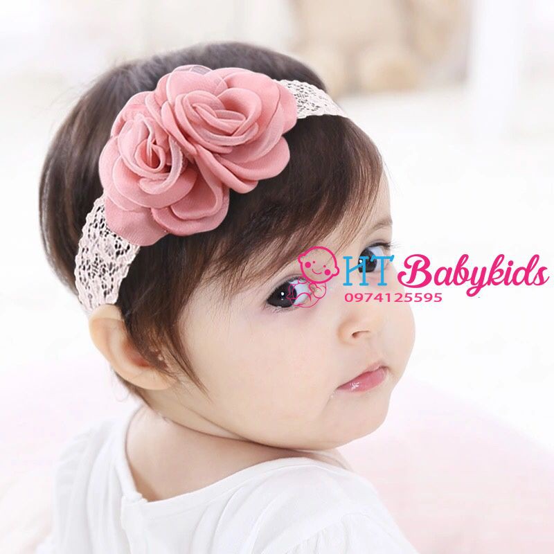 Free Ship -Băng Đô Turban Cho Bé Gái Tóc Giả Hai Bên