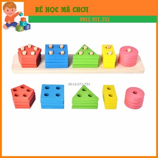 Thả hình khối luồn cọc BẢN CHUẨN Montessori| Đồ chơi an toàn