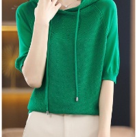 Áo Hoodie Tay Ngắn Dáng Rộng Màu Sắc Đơn Giản Thời Trang Cho Nữ