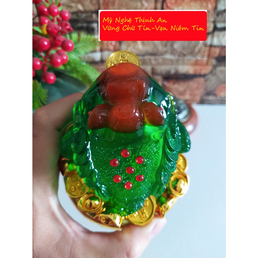 Thiềm thừ chiêu giữ tài lộc đế xoay màu xanh ngọc