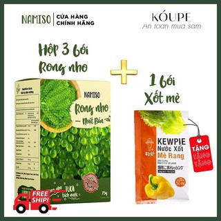 Rong Nho Tách Nước Namiso Organic 100%, Hộp 3 gói 75g,Thần Dược Đến Từ Biển Cả, Công nghệ tách nước tiêu chuẩn Nhật Bản