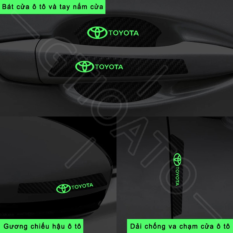 GTIOATO Bộ Bảo Vệ Tay Nắm Cửa ô Tô Sợi Carbon Bộ Bảo Vệ Bát Cửa Gương Hậu Xe HơI MiếNg DáN ChốNg XưỚC Phụ KiệN Ô Tô Cho Toyota Raize Corolla Cross Vios Veloz Innova Camry Hilux Yaris Fortuner Wigo Altis RAV4 Avanza Hiace