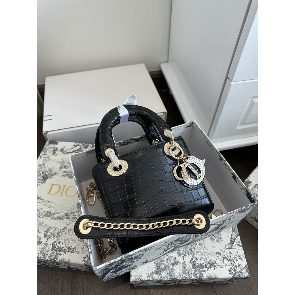 Túi xách DI OR lady vân cá sấu tag vàng bản sup hàng fullbox