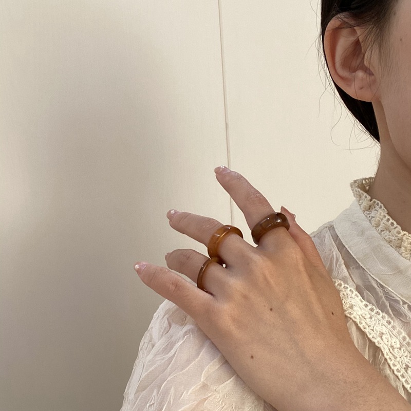 Set Nhẫn Nhựa Resin Trong Suốt Đơn Giản Thời Trang Hàn Quốc Cho Nữ