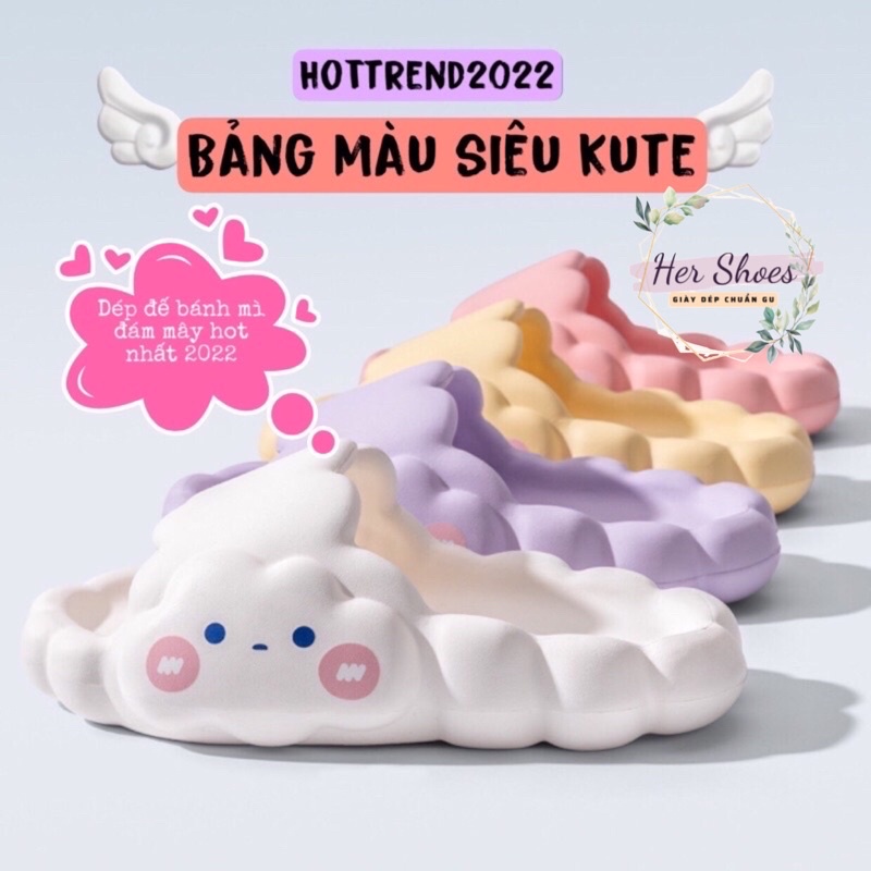 Dép bánh mì Dép đế cao đám mây cute có sẵn - Dép đi trong nhà ulzzang độn đế chống thấm nước