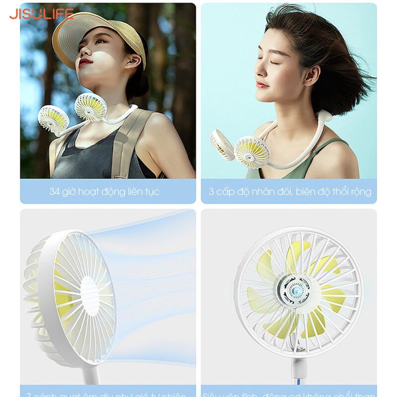 Quạt mini đeo cổ Jisulife FA11_Tích hợp đèn chiếu sáng, hoạt động yên tĩnh, biên độ thổi rộng, sư dụng lâu_BH 12 tháng | BigBuy360 - bigbuy360.vn