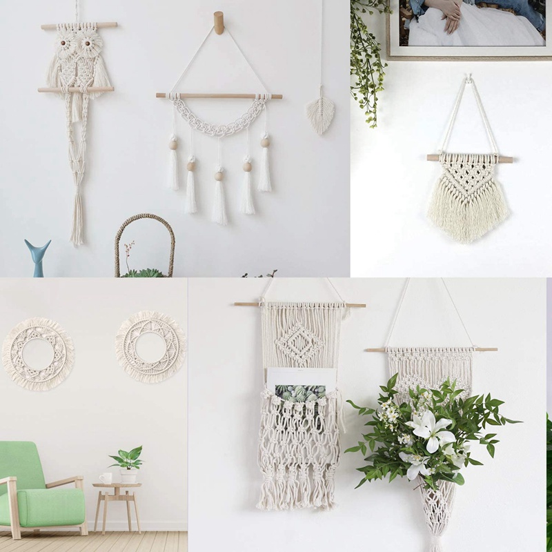 Cuộn Chỉ Cotton 3 mm x 260M Dùng Làm Đồ Thủ Công Treo Tường Trang Trí Phong Cách Boho