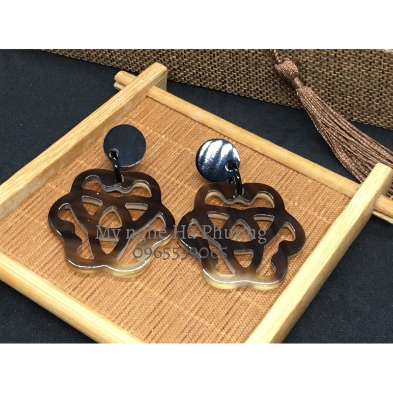 Bông tai, khuyên tai sừng trâu tự nhiên, sang trọng, quý phái