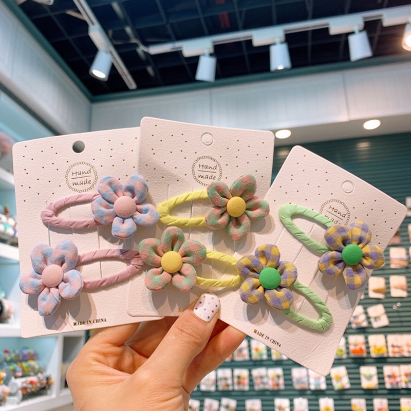 Kẹp Tóc Vải Họa Tiết Hoa Xinh Xắn Cho Bé Gái