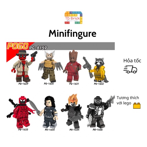 Đồ chơi mô hình nhân vật minifigure, siêu anh hùng marvel, thương hiệu Pogo