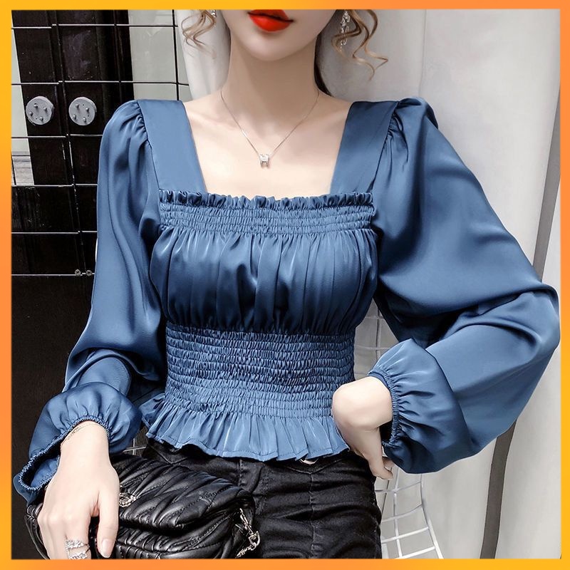 ❤️❤️Áo Sơ Mi Chiffon Tay Dài Cổ Vuông Thời Trang Công Sở Cho Nữ