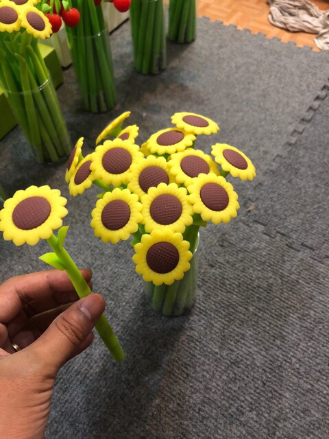 Bút ngộ nghĩnh-Bút bi nước silicon hình hoa Hướng Dương đáng yêu