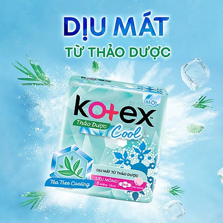 Băng vệ sinh Kotex Thảo Dược Cool (Mỏng cánh / Đêm / Hàng ngày)