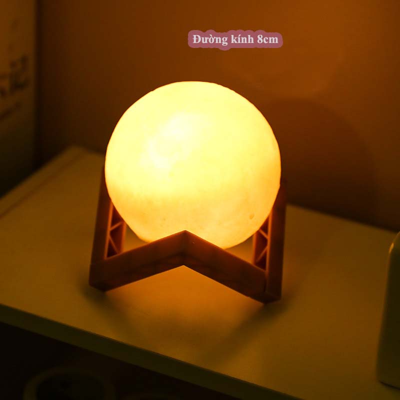 Đèn ngủ thiết kế hình mặt trăng 3D kèm pin chất lượng cao