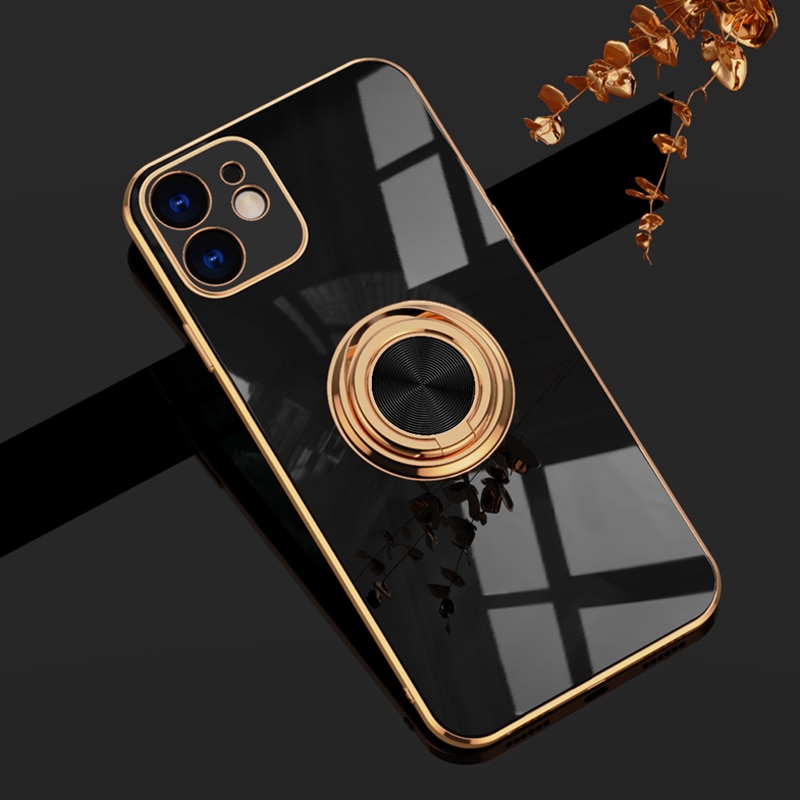 Ốp điện thoại TPU silicone có nhẫn đỡ thích hợp cho iPhone 12 11 Pro Max X XR XS max 7 8 Plus 12 mini