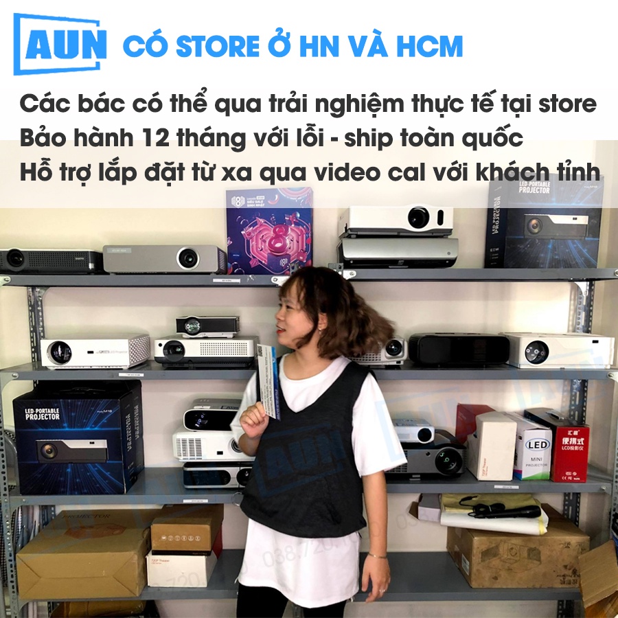 [TẶNG MÀN CHIẾU VÀ TÚI] Máy chiếu mini AUN C90PRO 2022 - Độ phân giải thực chuẩn HD - Độ sáng cao - Bảo hành 12 tháng