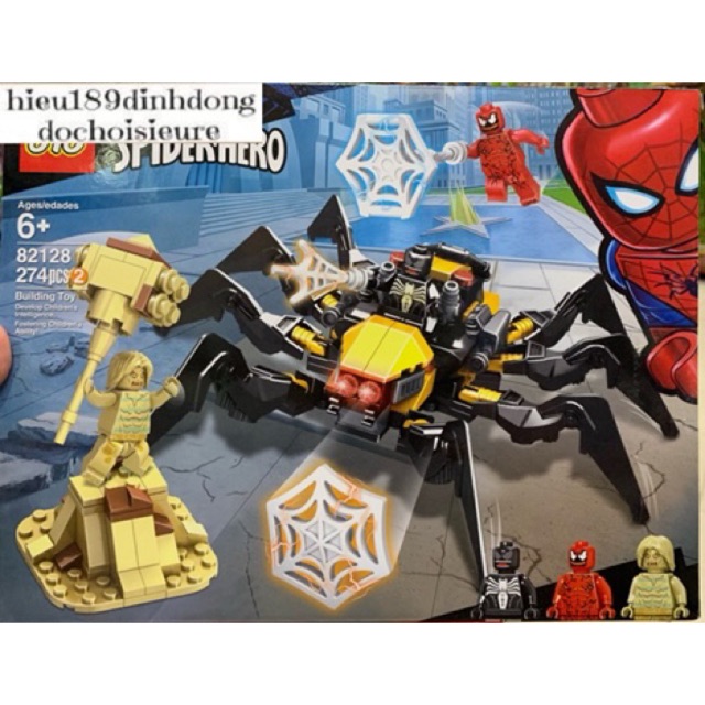 Lắp ráp xếp hình Lego siêu anh hùng 82128 marvel: Cỗ máy nhện của người nhện đen (ảnh thật)