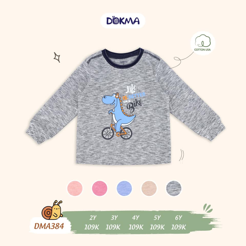 2-6Y Áo dài tay cổ tròn cotton dày Dokma DMA384