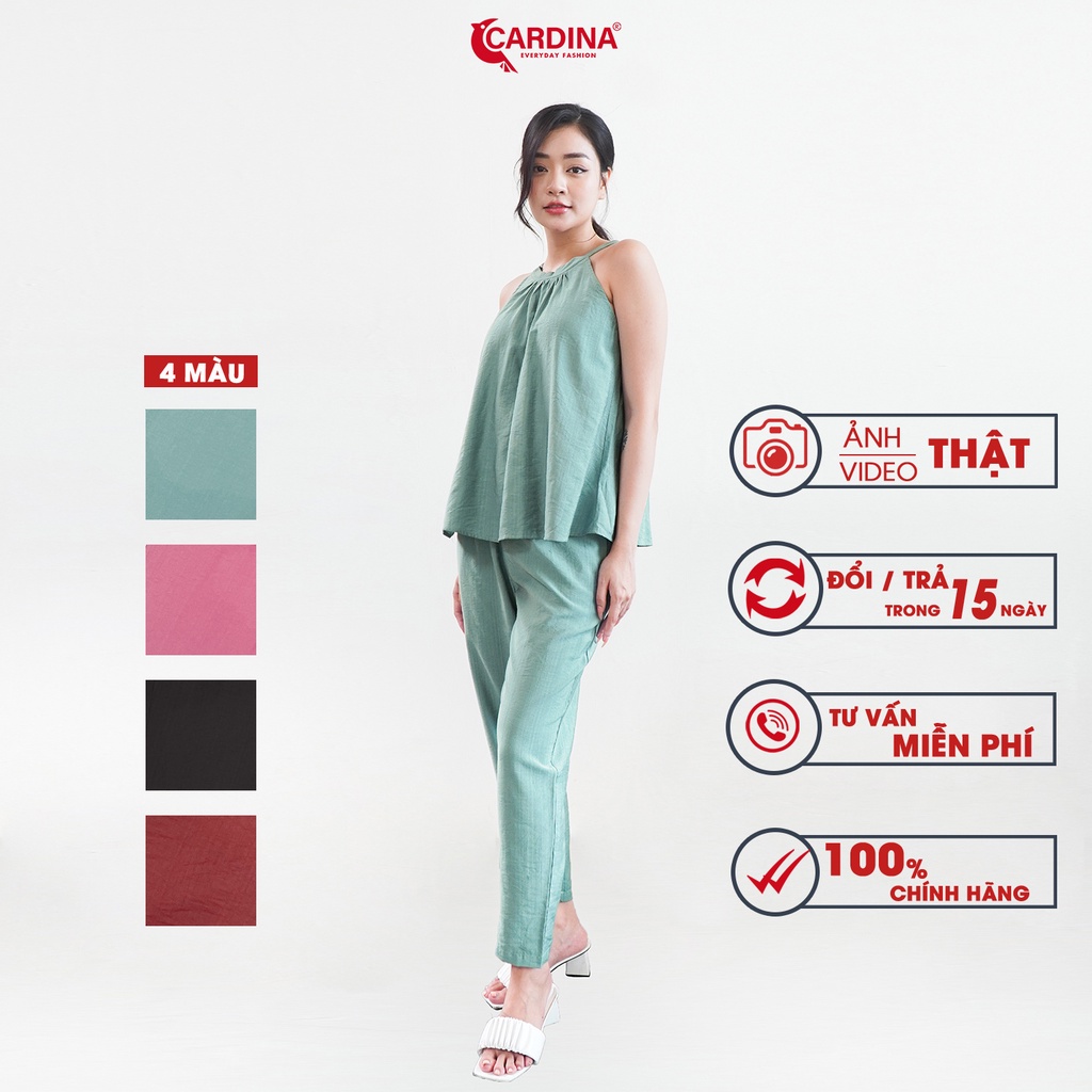 Đồ Bộ Nữ 𝐂𝐀𝐑𝐃𝐈𝐍𝐀 Chất Đũi BamBoo Xước Cao Cấp Set Bán Rời Quần Baggy Basic Áo Cổ Yếm Quyến Rũ 2AF03-2Q03 (Bán Rời)