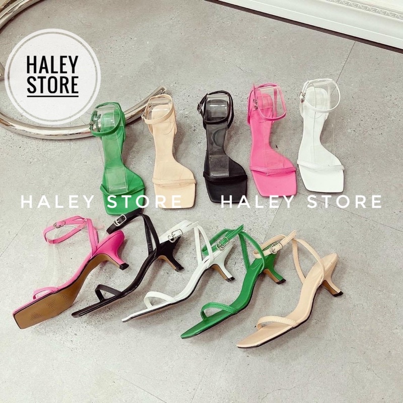 Giày sandal nữ HALEY STORE khoét eo thời trang quai ngang dây mảnh cài chéo mẫu mới tiện lợi rẻ bền đẹp tiểu thư cá tính