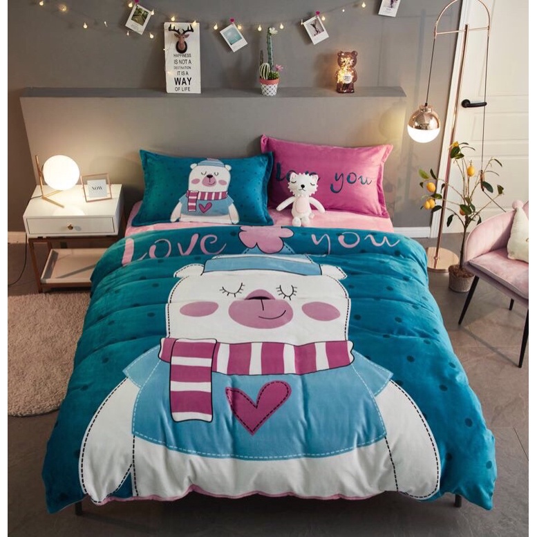 {GIÁ SỈ} Bộ Chăn Ga Nỉ Nhung 3D Mẫu Mới 2019 (Chát chọn mẫu) - Hàng uy tín