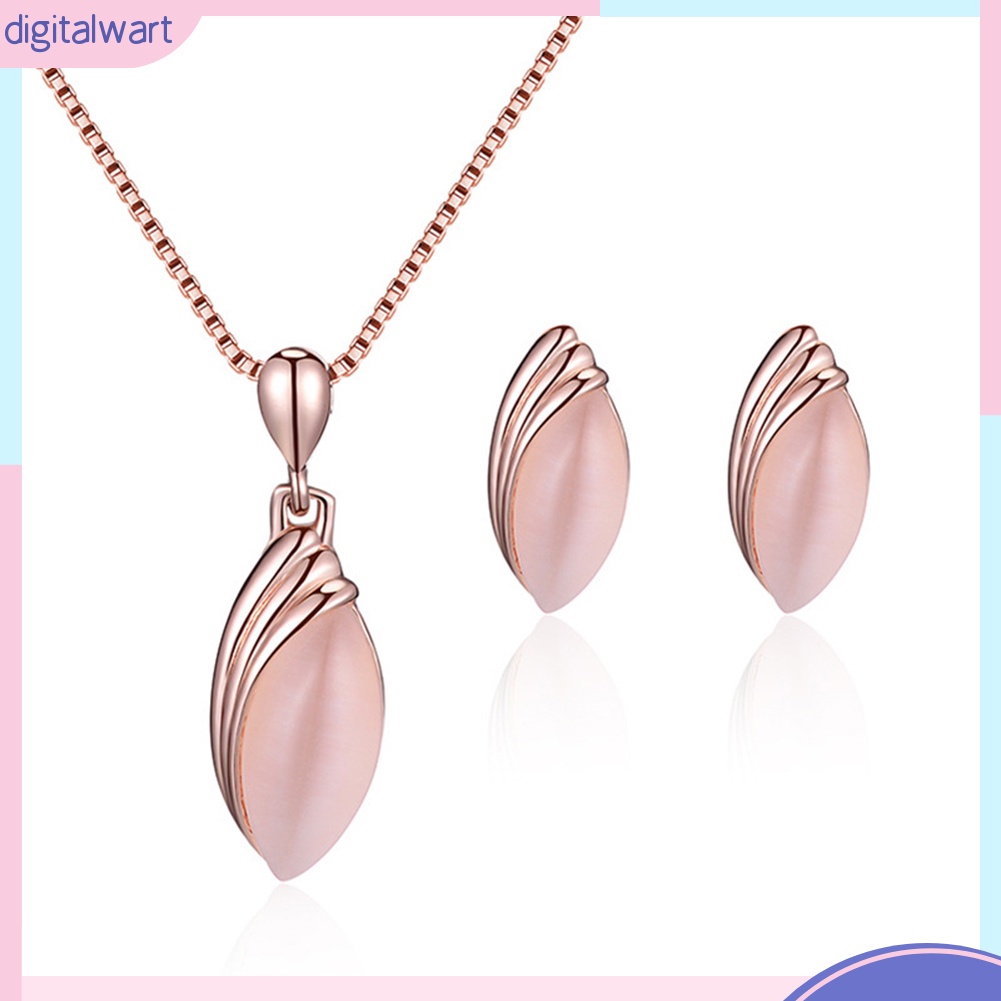 Bộ Dây Chuyền + Bông Tai Đính Đá Thời Trang Sang Trọng Cho Nữ