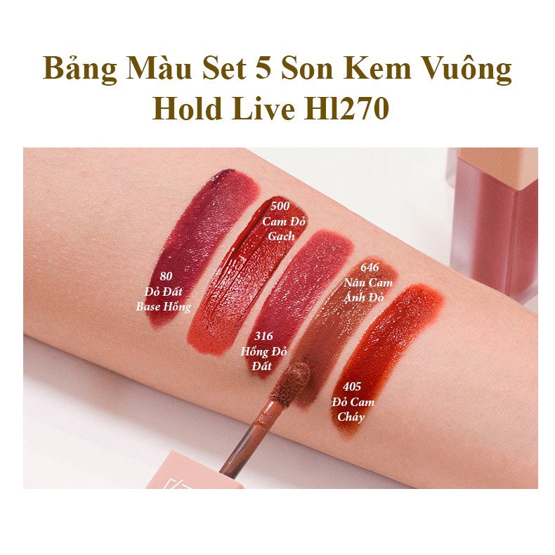 Set 5 son kem vuông Hold Live orchid love matte lip chính hãng Holdlive nội địa Trung HL270 NPP Shoptido | BigBuy360 - bigbuy360.vn