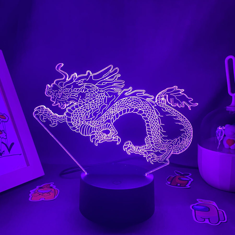 Đèn LED Neon Hình Rồng 3D Trang Trí Phòng Ngủ Cho Bé