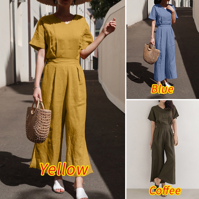 Áo liền quần ZANZEA ngắn tay thời trang phong cách cho nữ