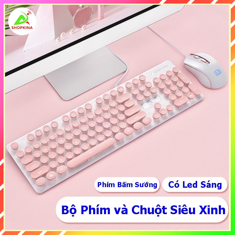 Bộ Bàn Phím Máy Tính Và Chuột N518 Cao Cấp Có Đèn Led, Phím Bấm Siêu Chuẩn, Cho Laptop Máy Tính PC, Cổng USB