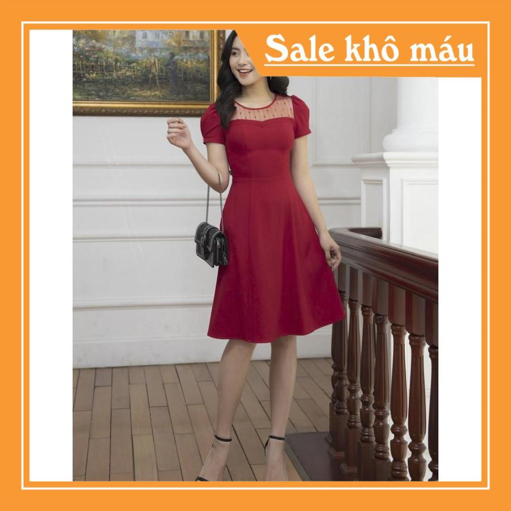 [FREESHIP] Đầm Nữ Dự Tiệc Đỏ Rạng Rỡ, Váy Nữ, Đầm Dáng Xoè Sang Chảnh Mey041, liin clothing