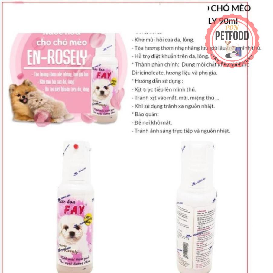 Nước hoa chó mèo 90ml (2 loại) Nước hoa Fay CoolCheery En-Rosely cho thú cưng