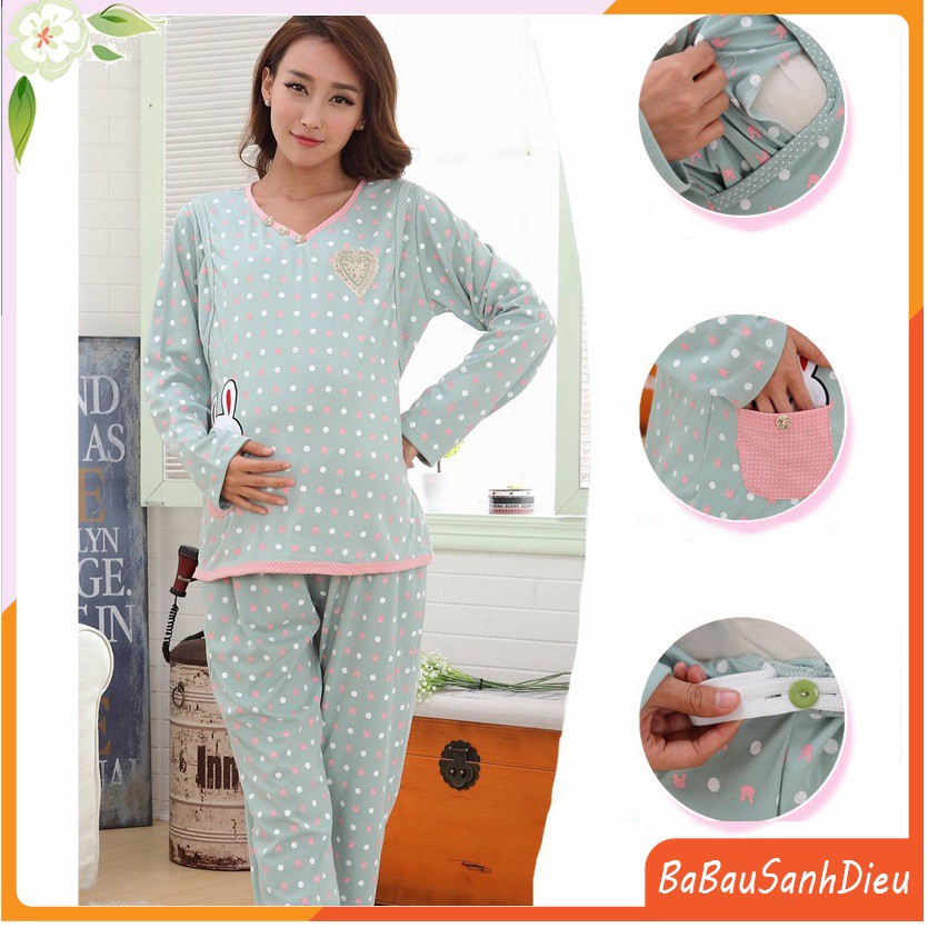 BỘ MẶC NHÀ BÀ BẦU BỐN MÙA BI XANH PJMB308