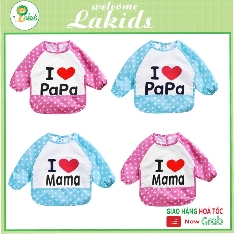 Áo yếm ăn dặm cho bé có máng hứng I LOVE PAPA MAMA LAKIDS